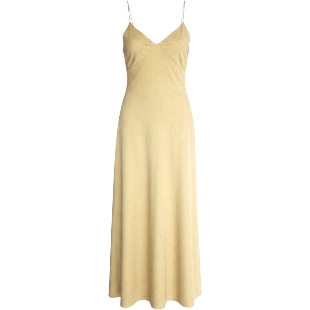 VTG Donna Morgan Gold Chain Strap Open Back Shimmer Maxi Gown Womens 6 8 M